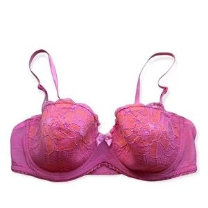 Womans-Pink Bra &Panty Set-European Style Boy Cut Panty in Med -Bra 34B